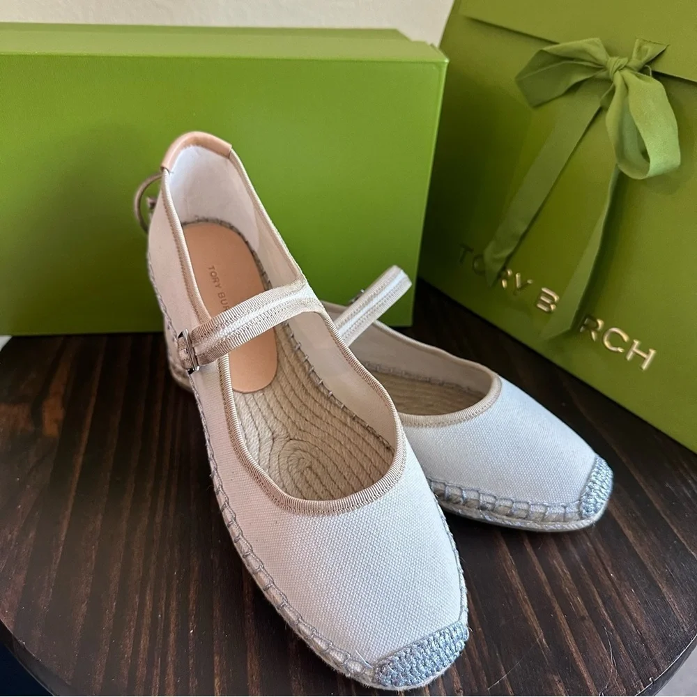 Tory Burch Cream Espadrille Mary flats